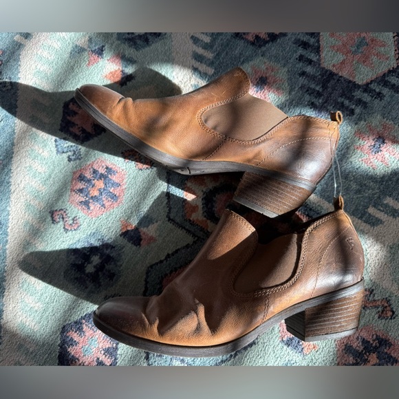 Josef Seibel|Rustic Brown Leather Ankle Booties,low heel•••Western boho style - Picture 3 of 16